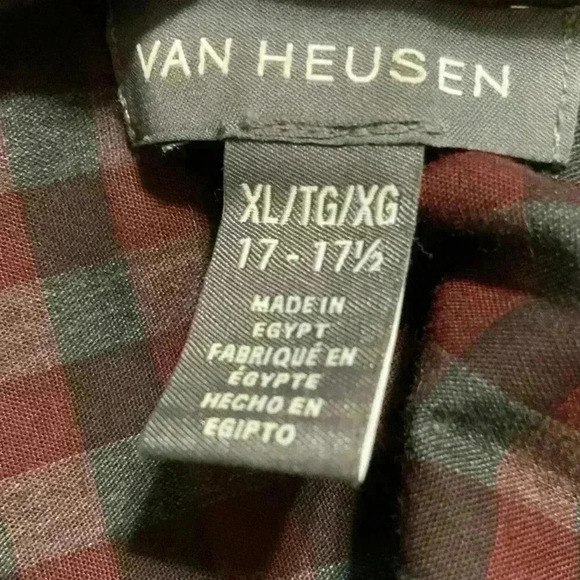 Van Heusen Shirt Button Front Plaid Shirt Men's Size XL Long Sleeves Top - Picture 5 of 6
